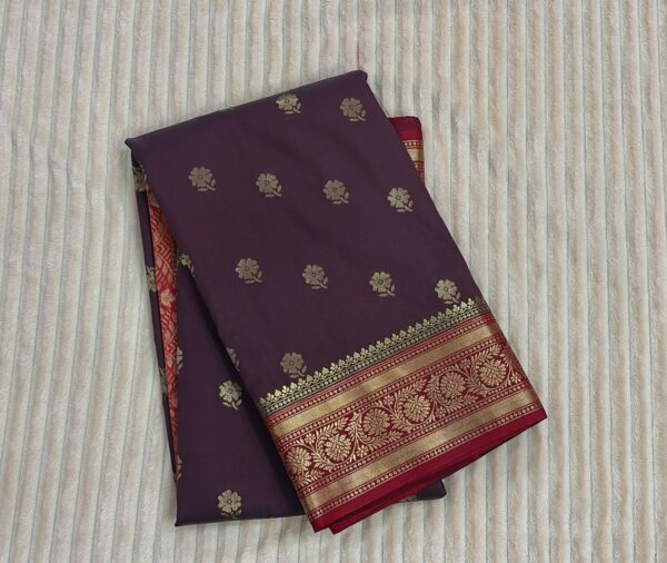 Merron & Red  Banarasi  Katan Silk Saree