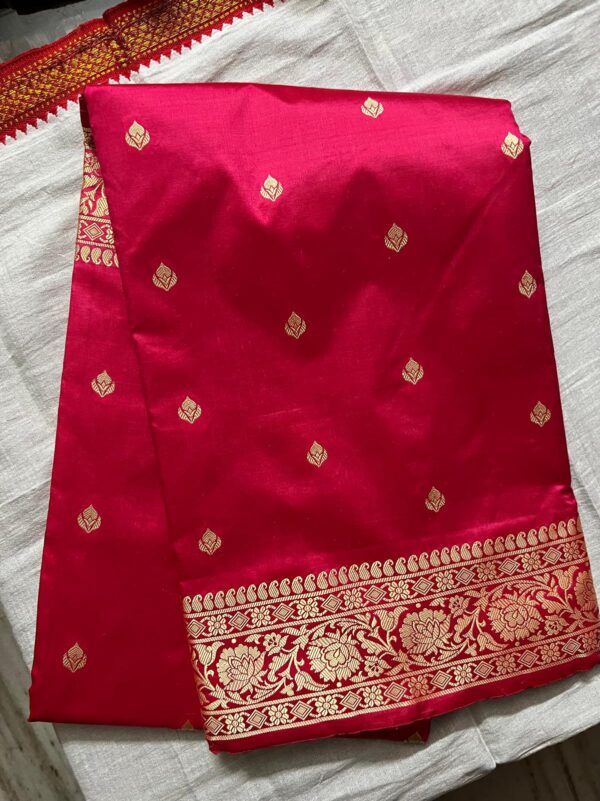 Rani Pink Banarasi Katan Silk Saree with Paithani Pallu
